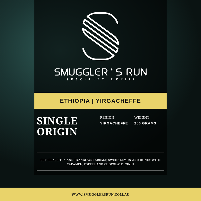 Ethiopia Yirgacheffe label from Smuggler's Run