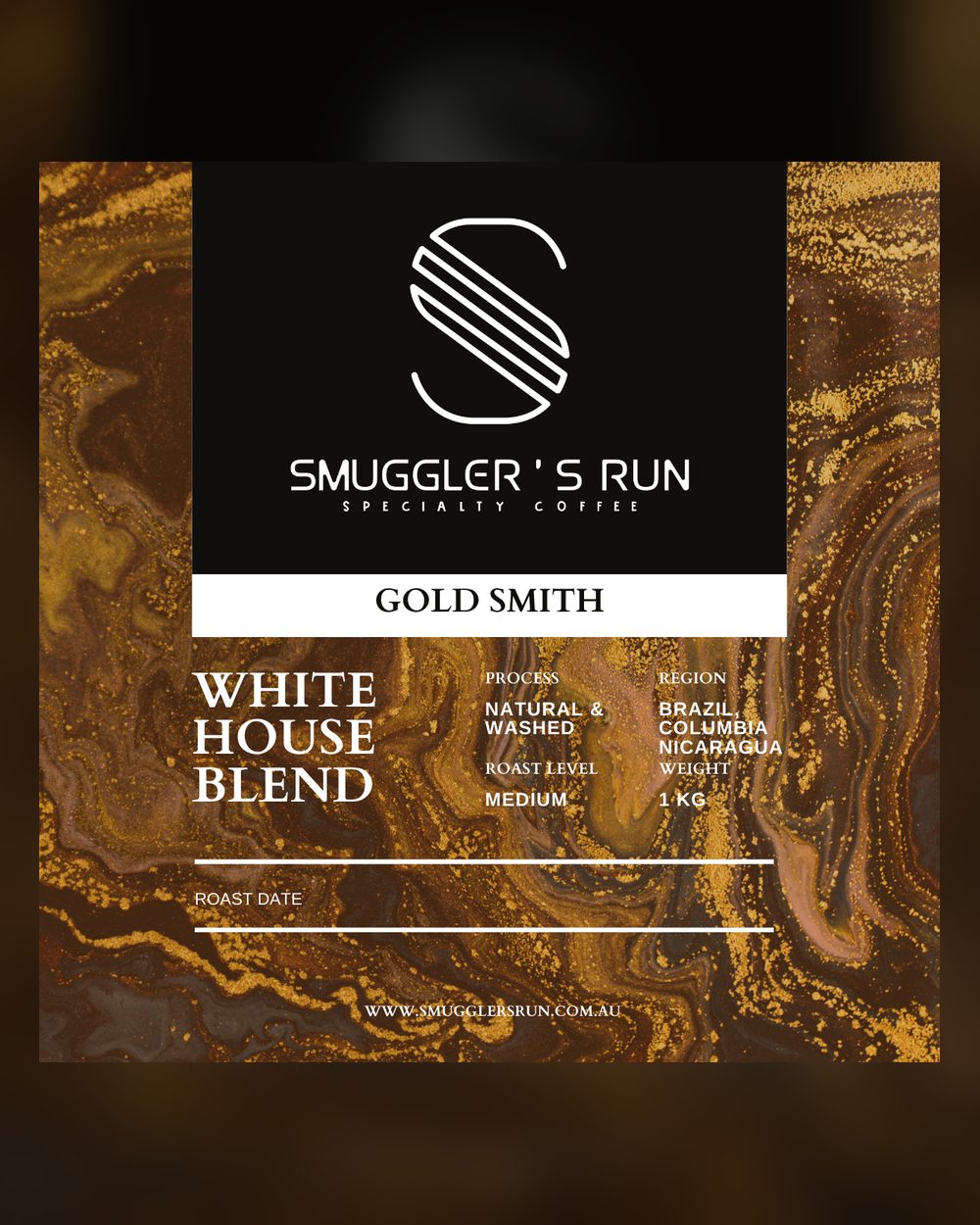 Gold Smith specialty coffee bag from Smuggler's Run, Roasted in Sydney
