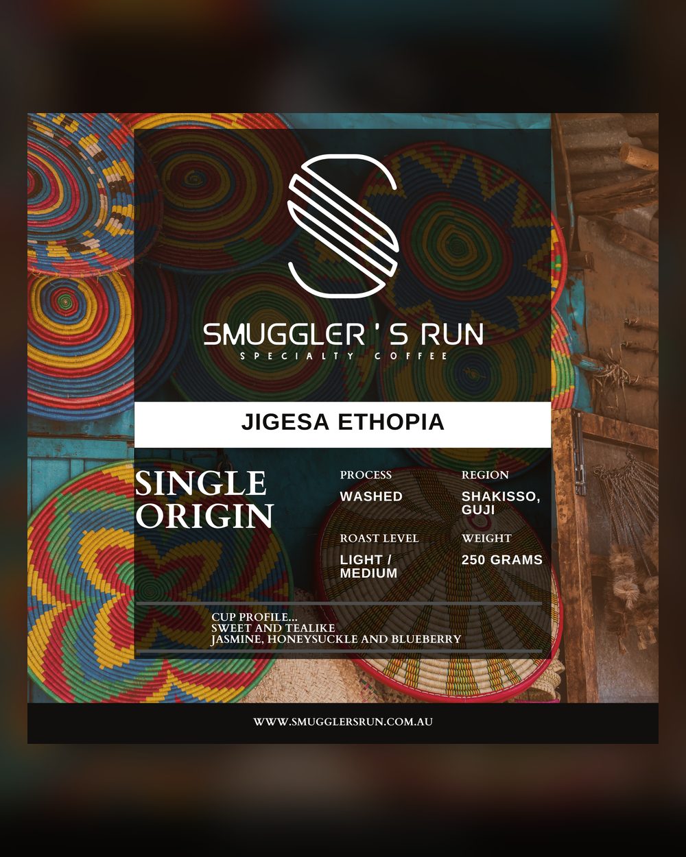 Jigesa Ethiopia specialty coffee bag from Smuggler's Run, Roasted in Sydney