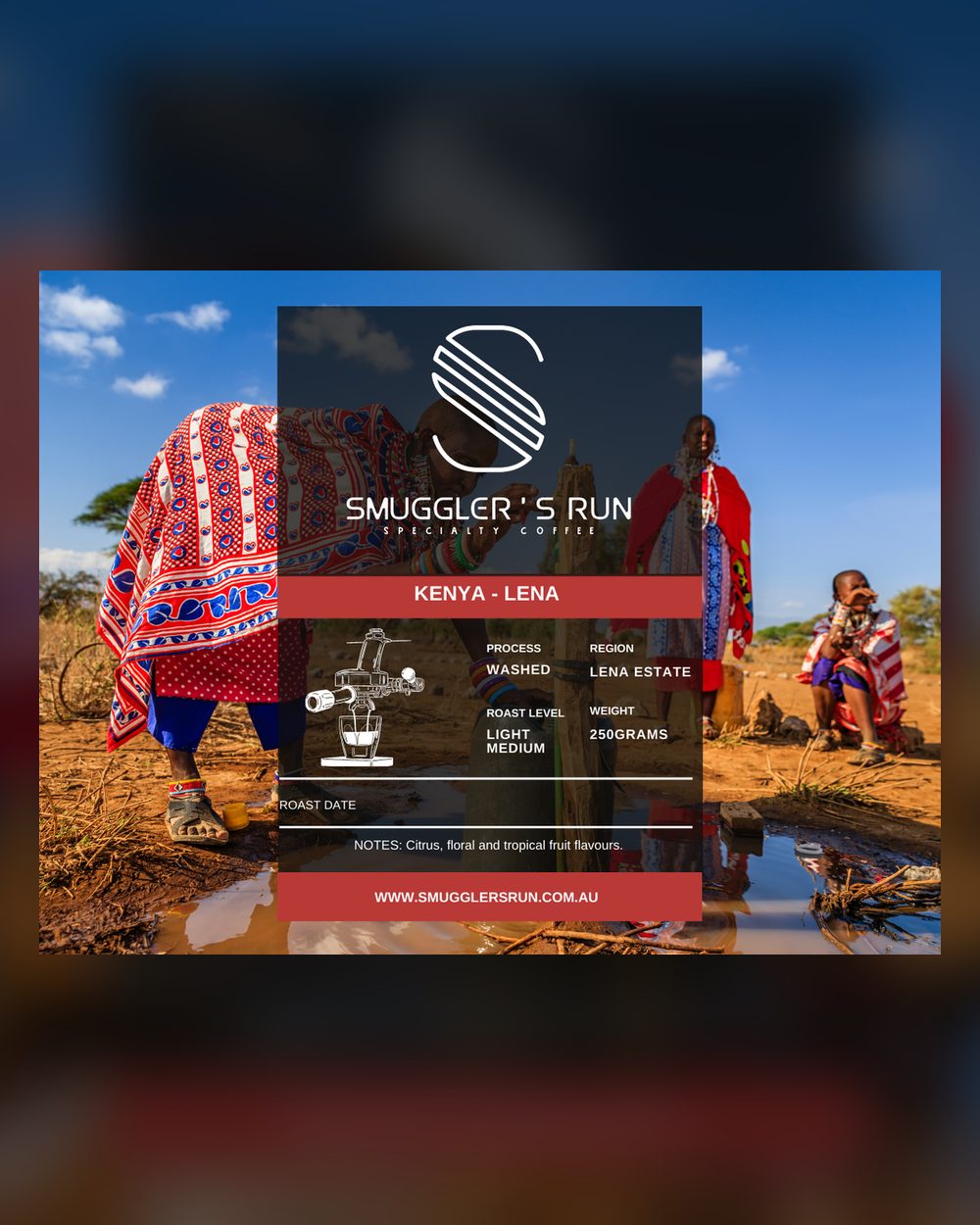 Kenya Lena Estate specialty coffee bag from Smuggler's Run, Roasted in Sydney