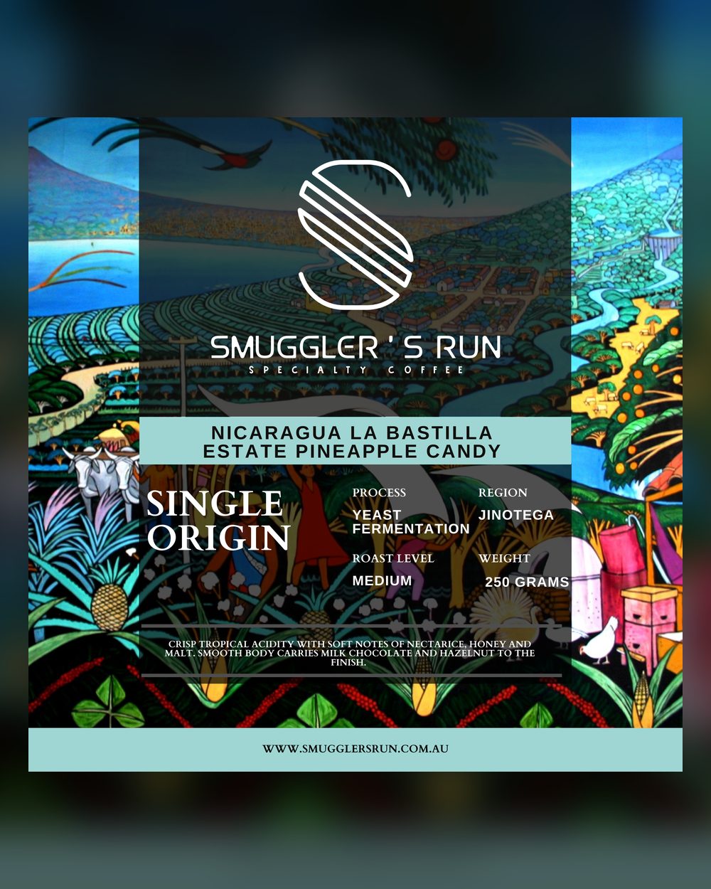 Nicaragua La Bastilla specialty coffee bag from Smuggler's Run, Roasted in Sydney