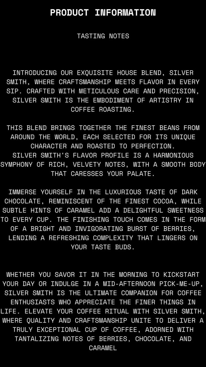 Silver Smith tasting card with brewing notes (2 of 2)