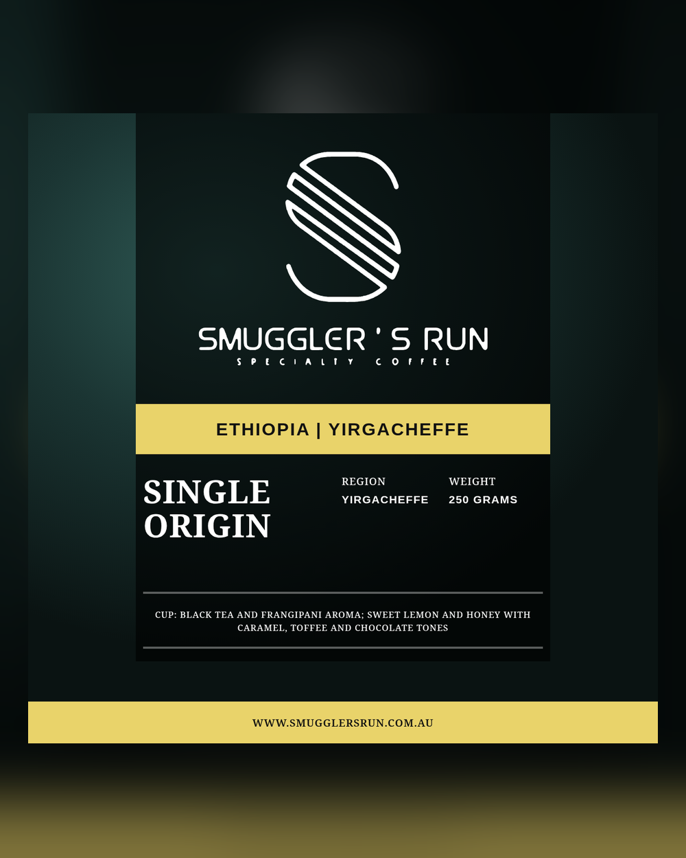 Ethiopia Yirgacheffe specialty coffee bag from Smuggler's Run, Roasted in Sydney
